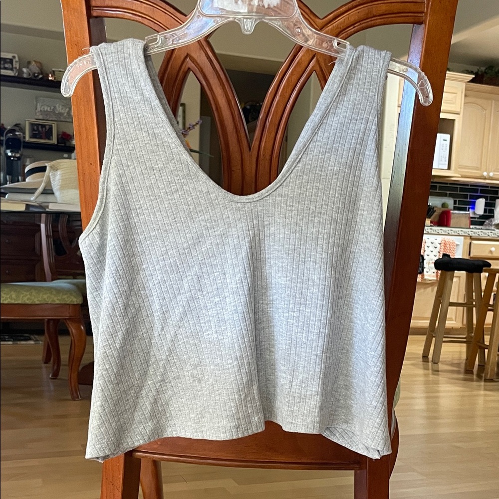 Women's Light Gray Ribbed Tank Top